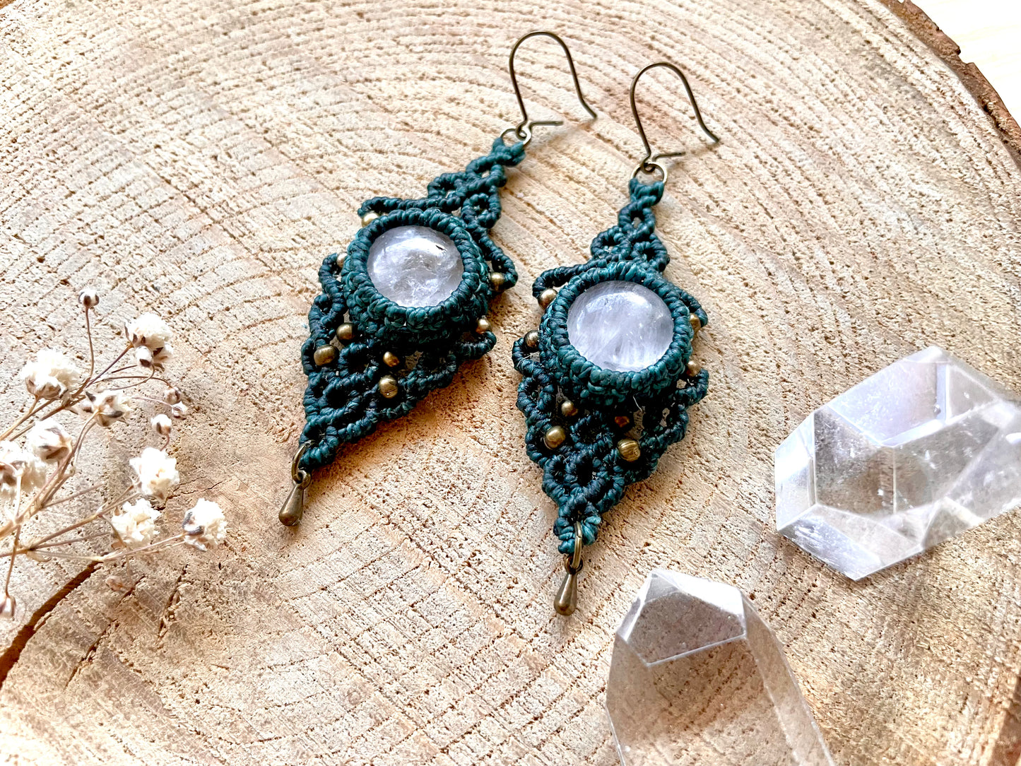 Pendientes de cuarzo transparente