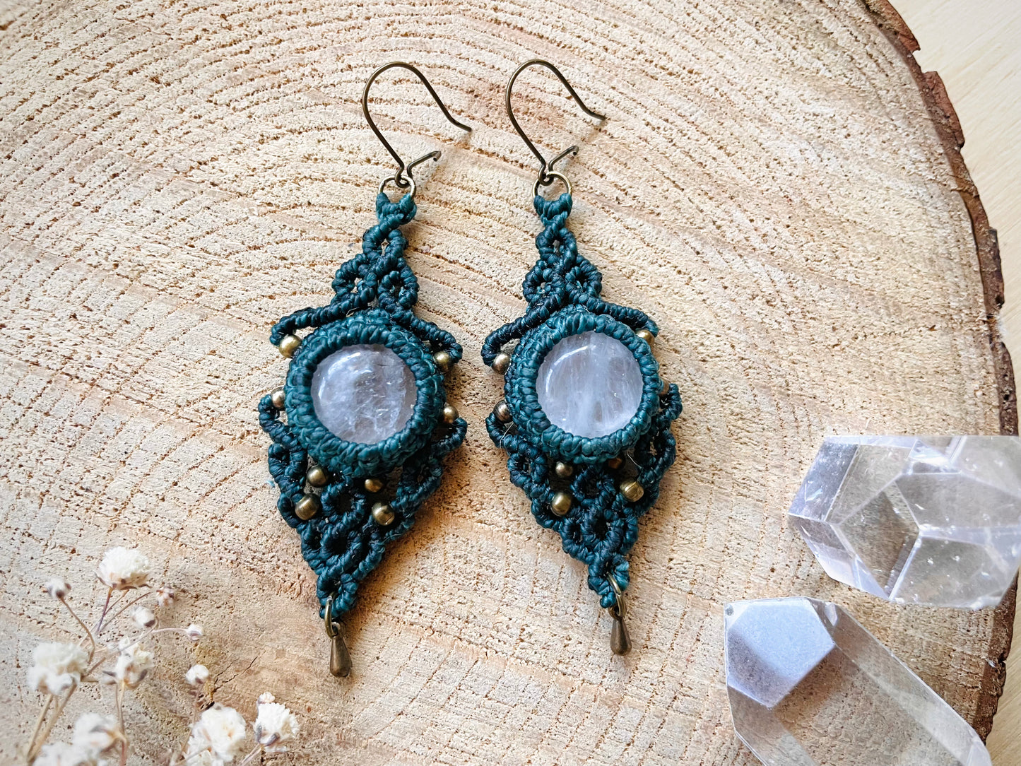 Pendientes de cuarzo transparente