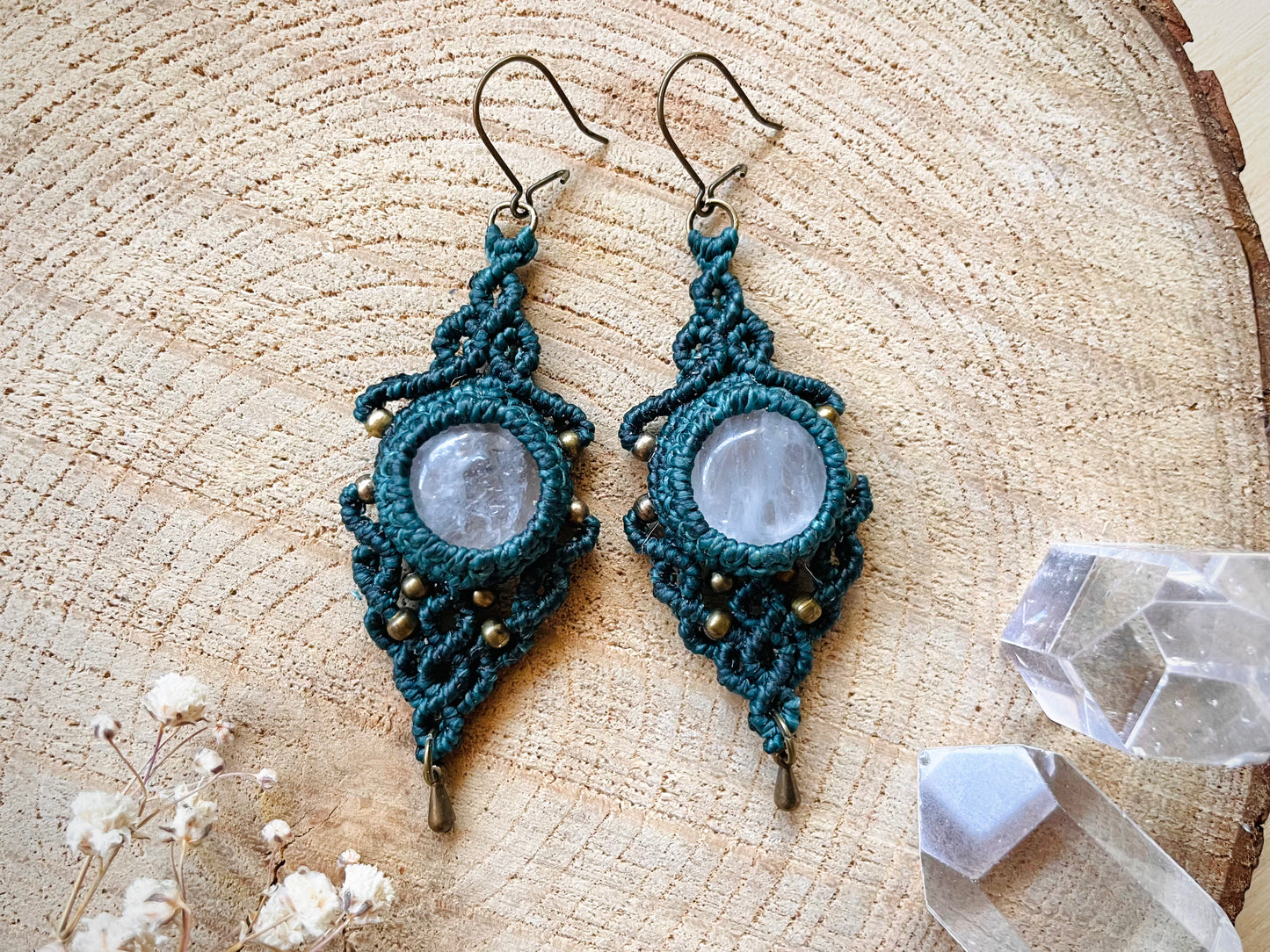 Pendientes de cuarzo transparente