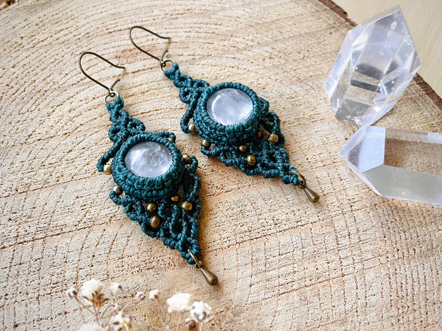 Pendientes de cuarzo transparente