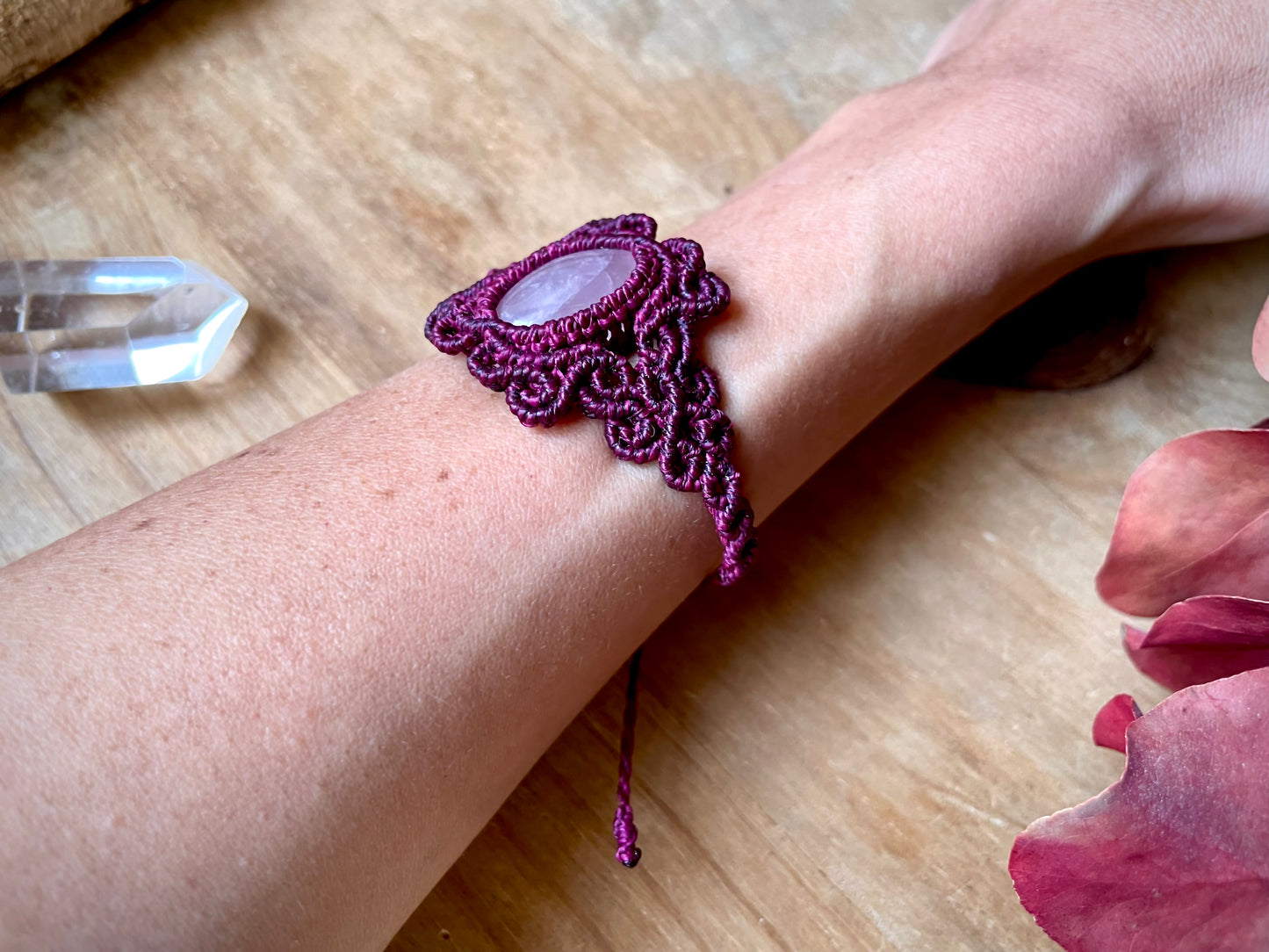 Pulsera con cuarzo rosa