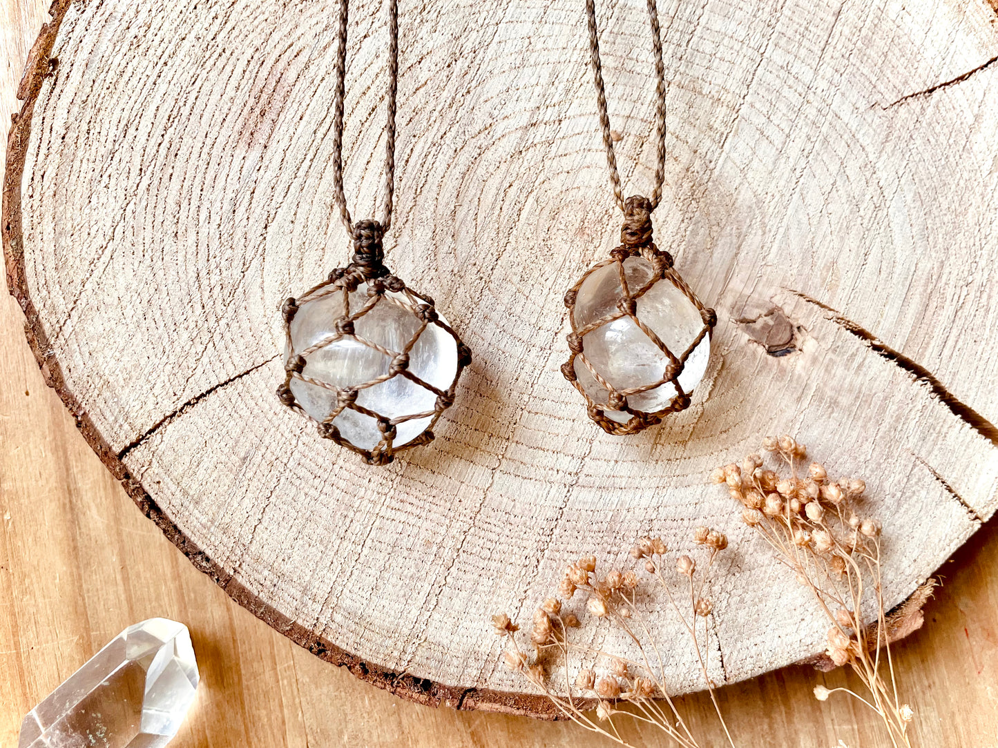 Péndulos de cuarzo transparente