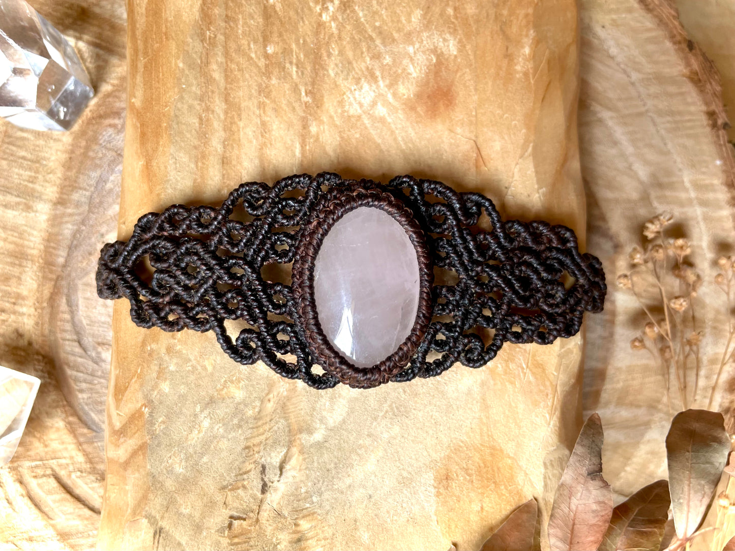 Brazalete de cuarzo rosa