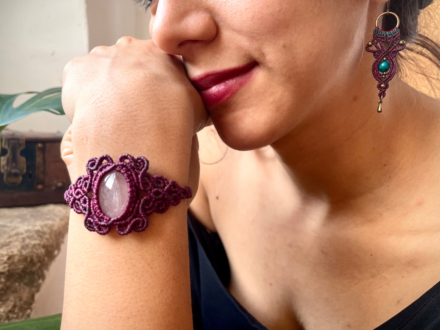 Pulsera con cuarzo rosa