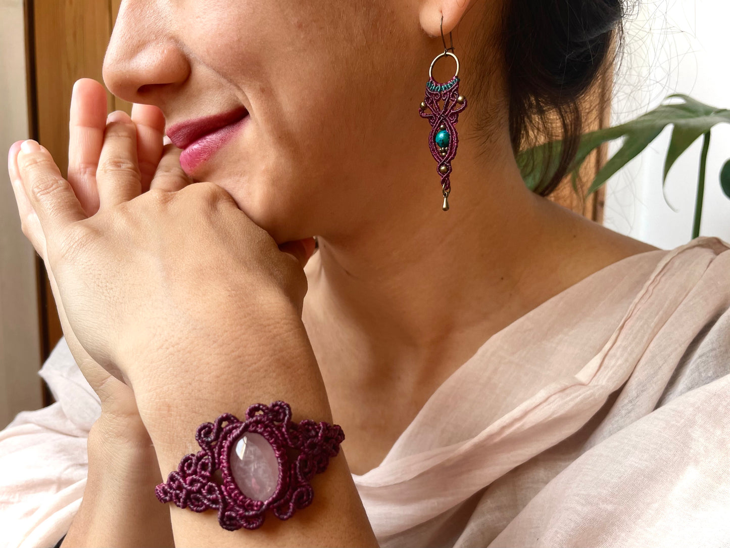 Pulsera con cuarzo rosa