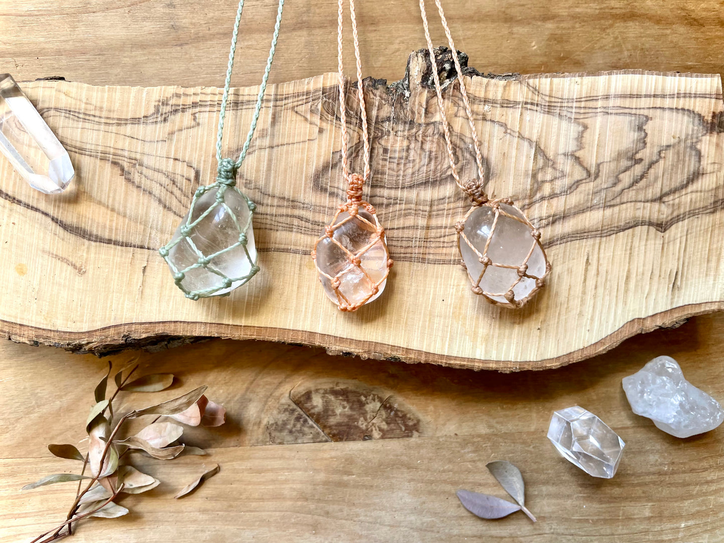 Péndulos de cuarzo transparente