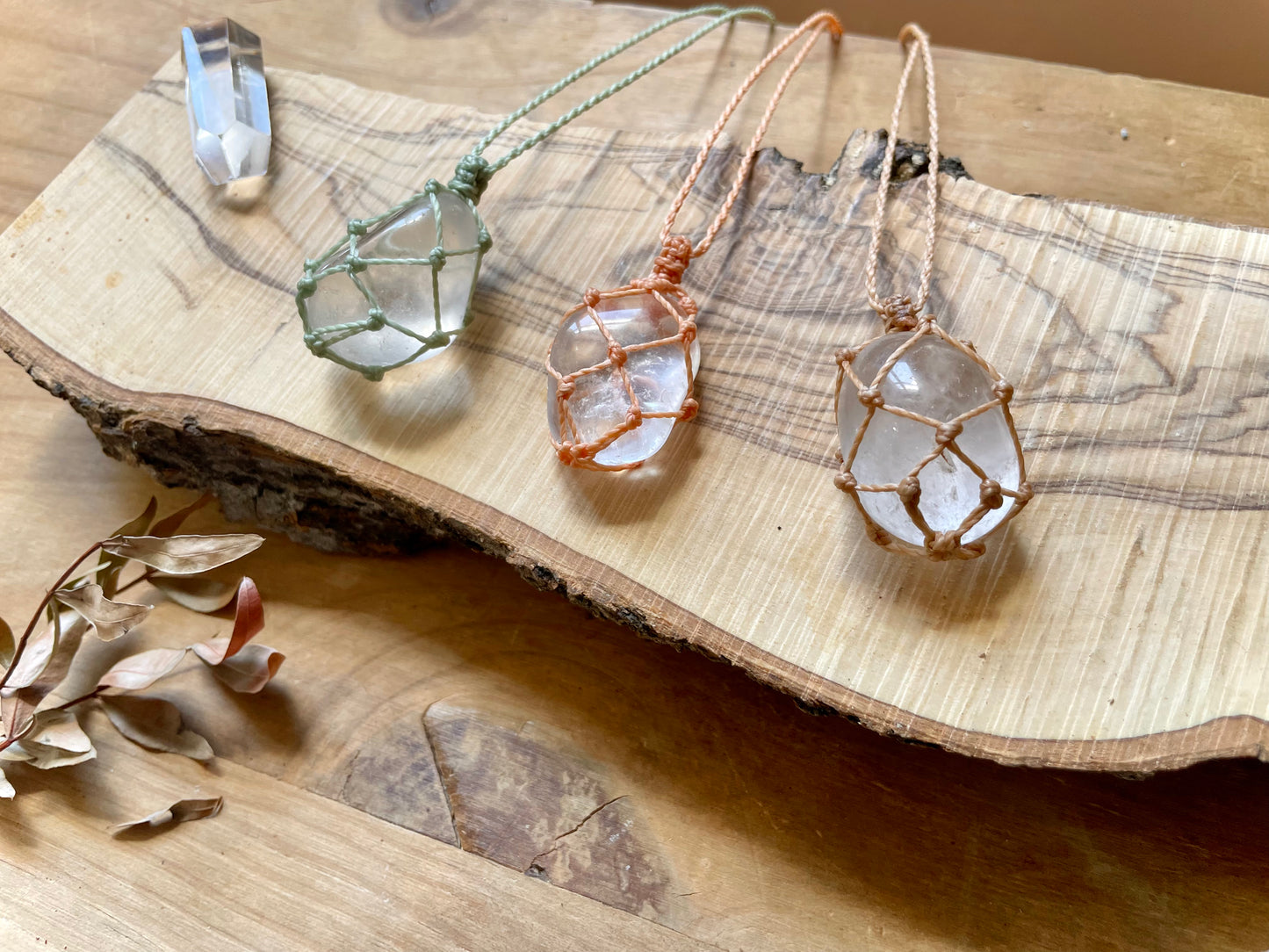 Péndulos de cuarzo transparente