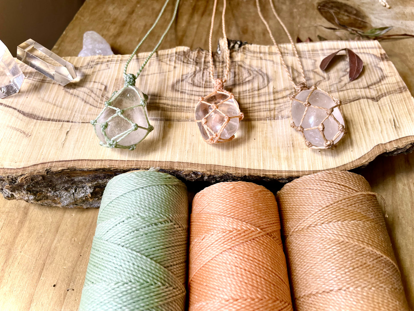 Péndulos de cuarzo transparente