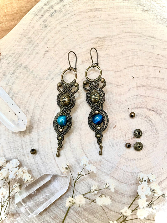 Pendientes con Ojo de Tigre Azul
