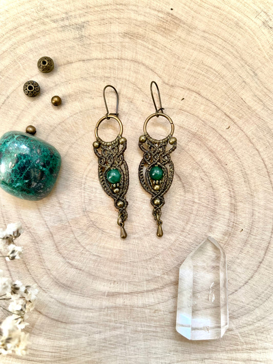 Pendientes de cuarzo verde