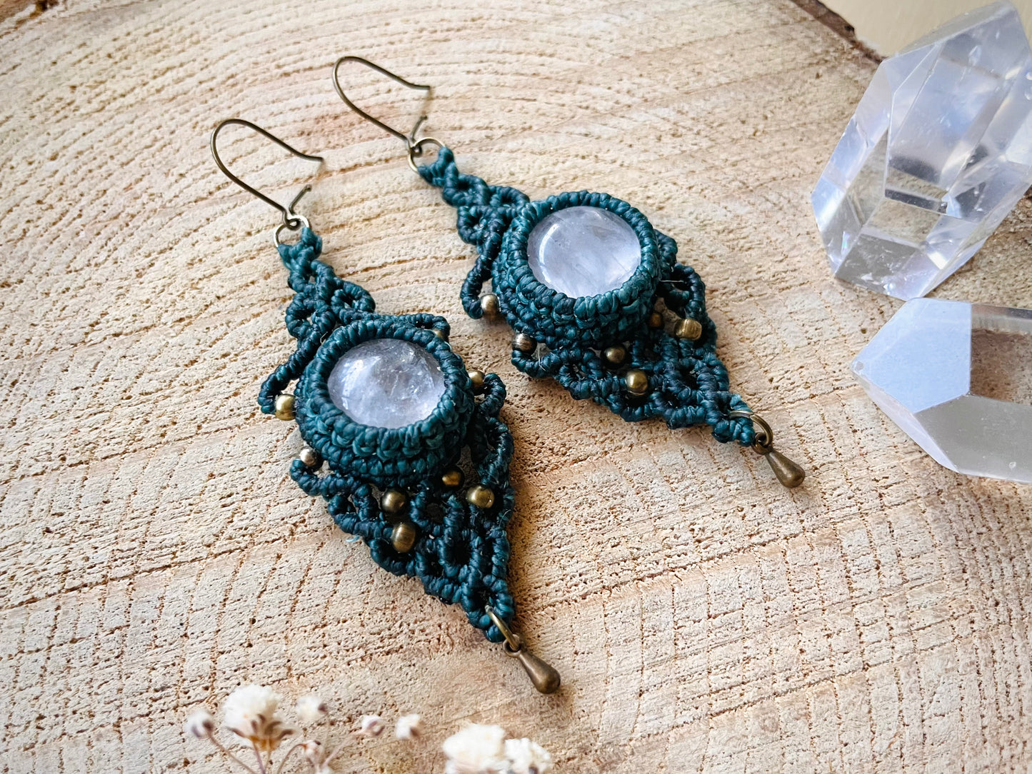 Pendientes de cuarzo transparente