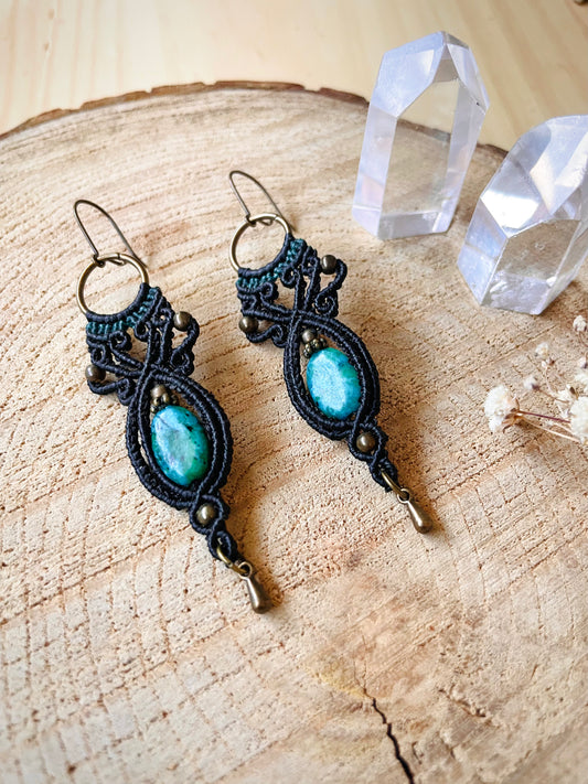 Pendientes negros con crisocola