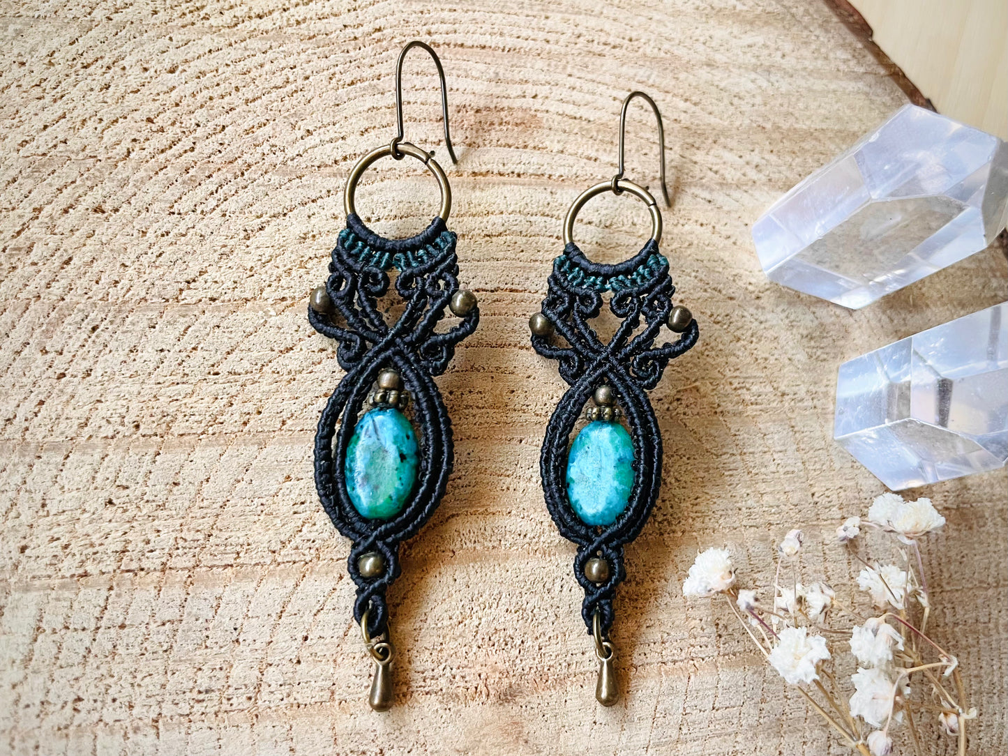 Pendientes negros con crisocola