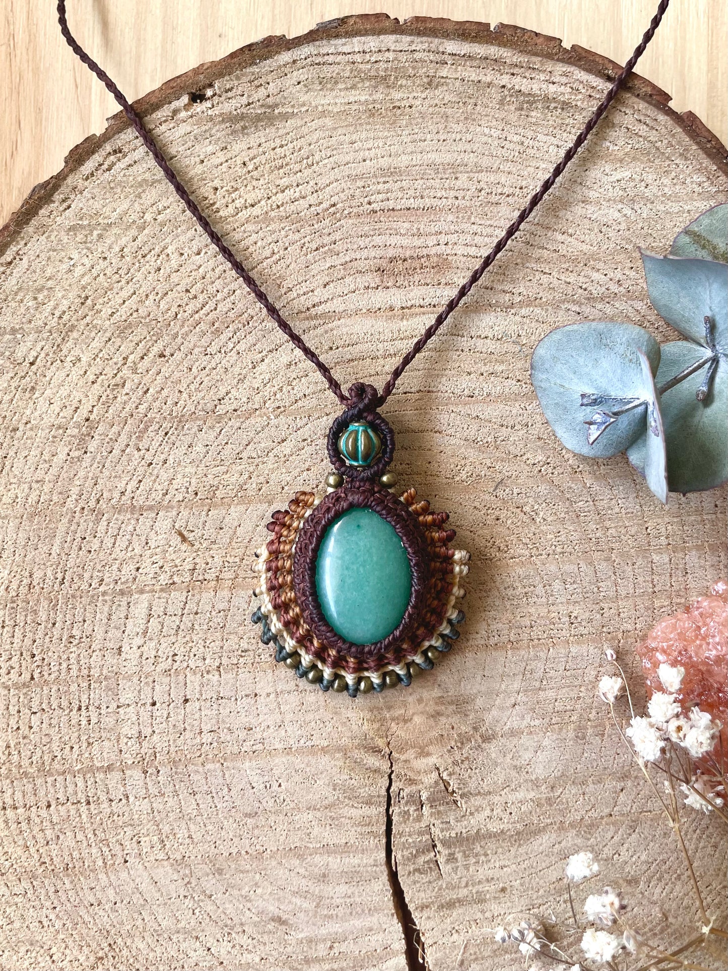 Colgante en colores tierra y Aventurina