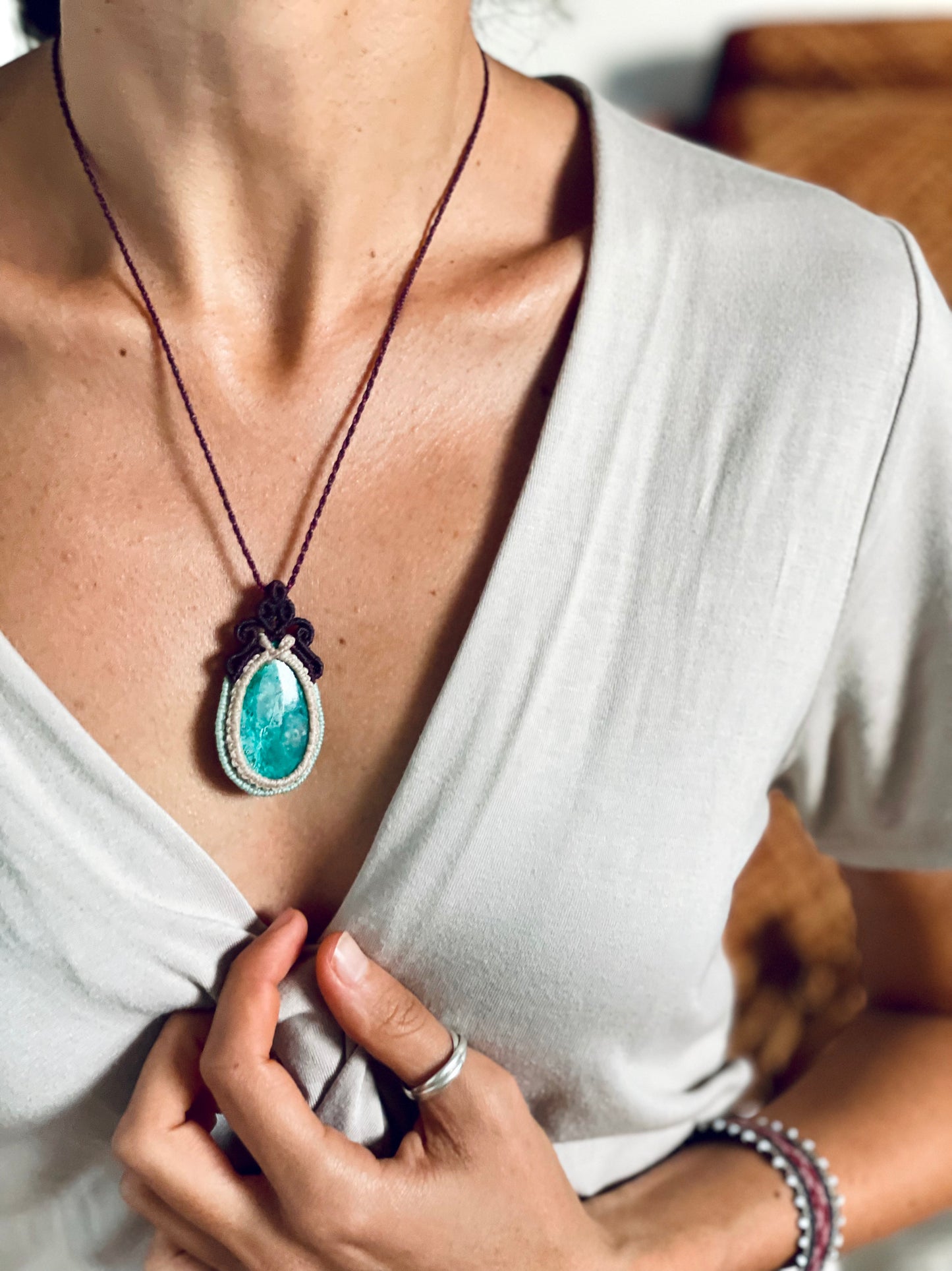 Pareja de colgantes de crisocola