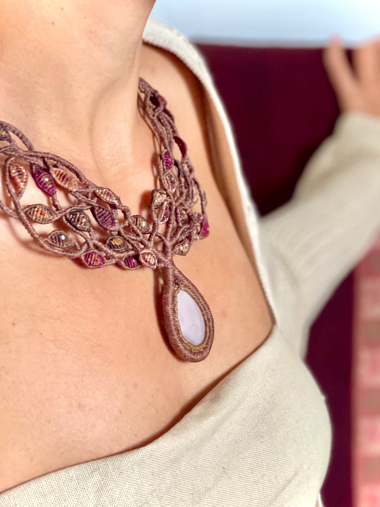Collar 'Gaia' con cuarzo rosa