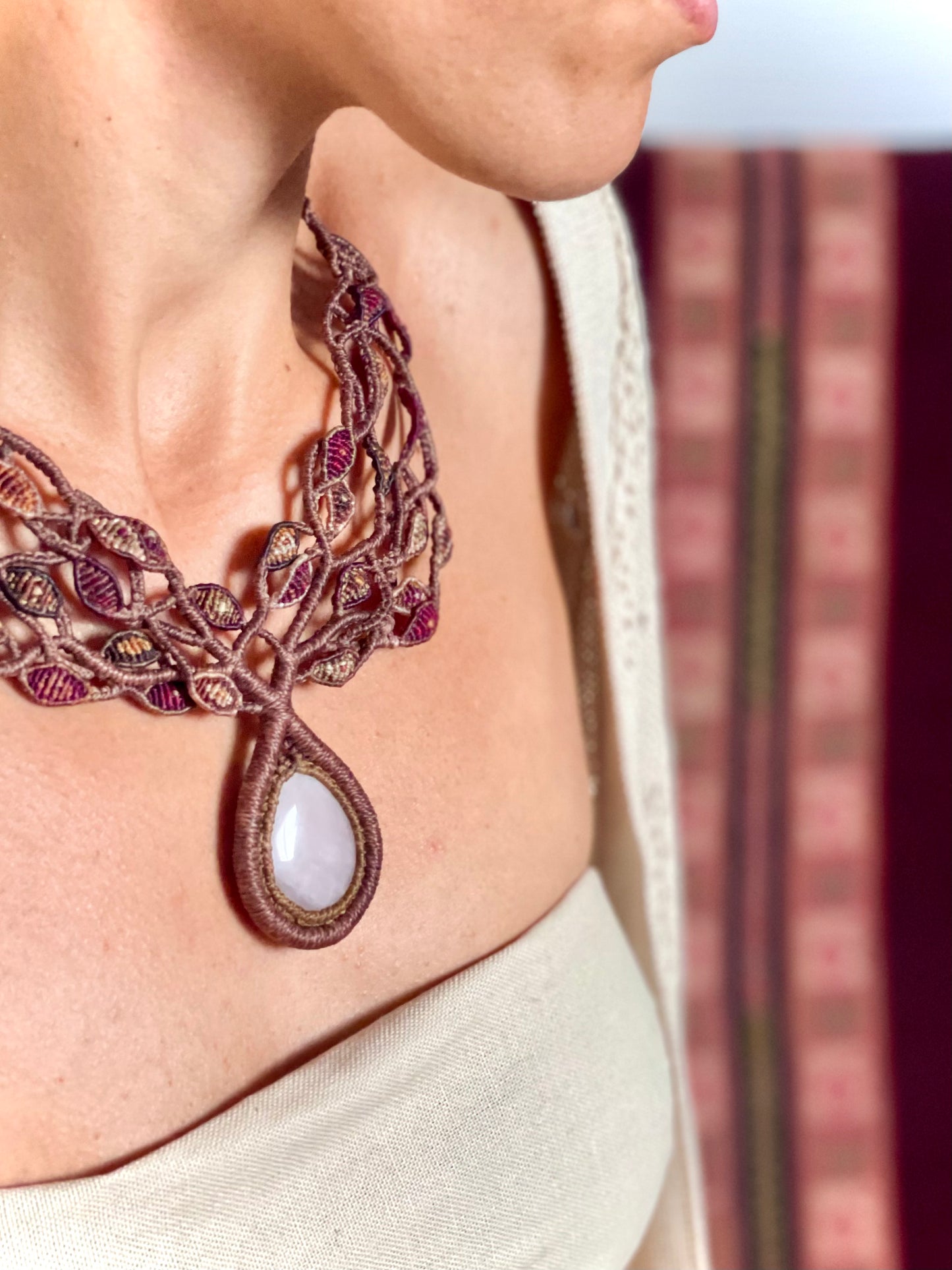 Collar 'Gaia' con cuarzo rosa
