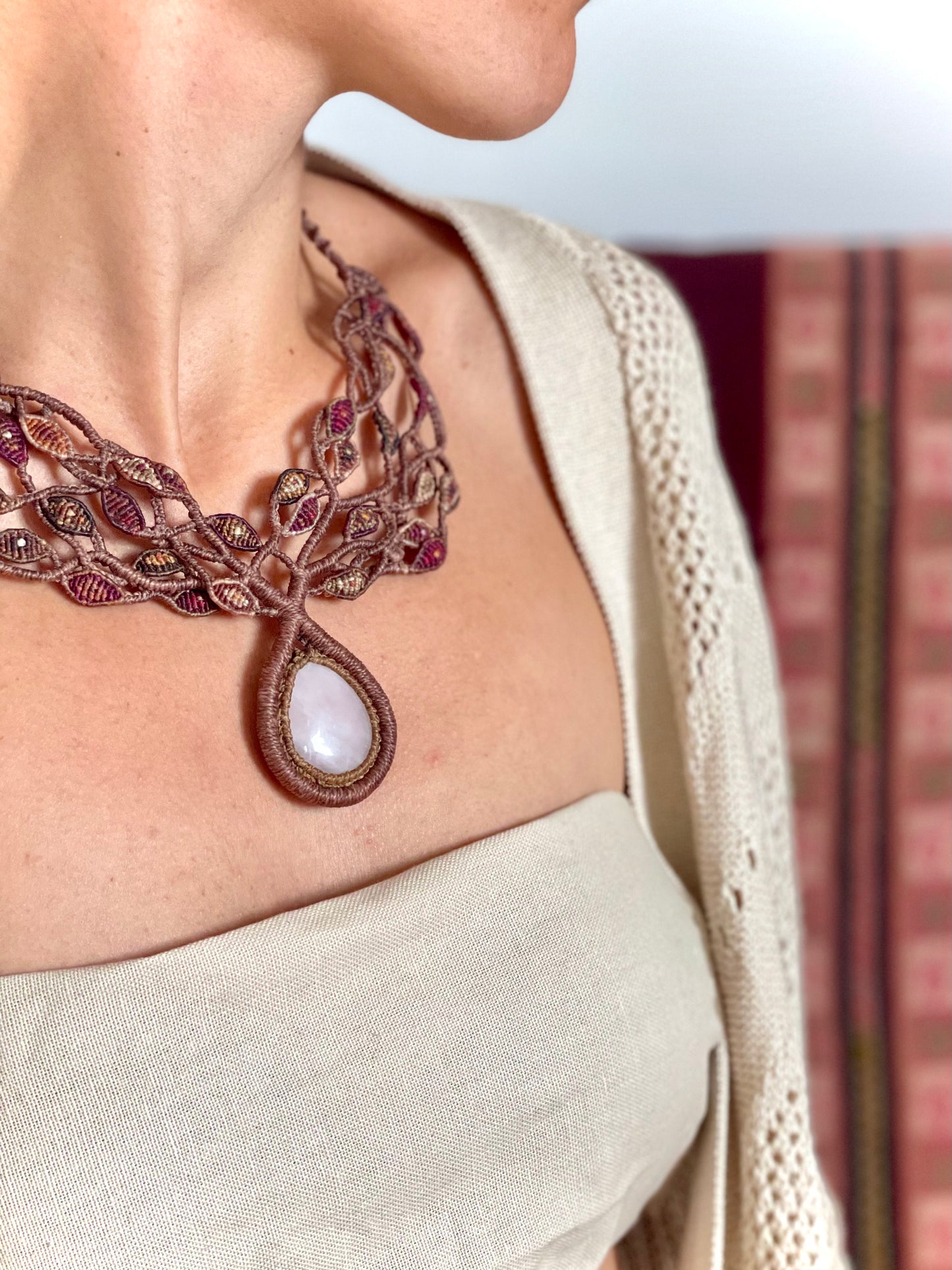 Collar 'Gaia' con cuarzo rosa