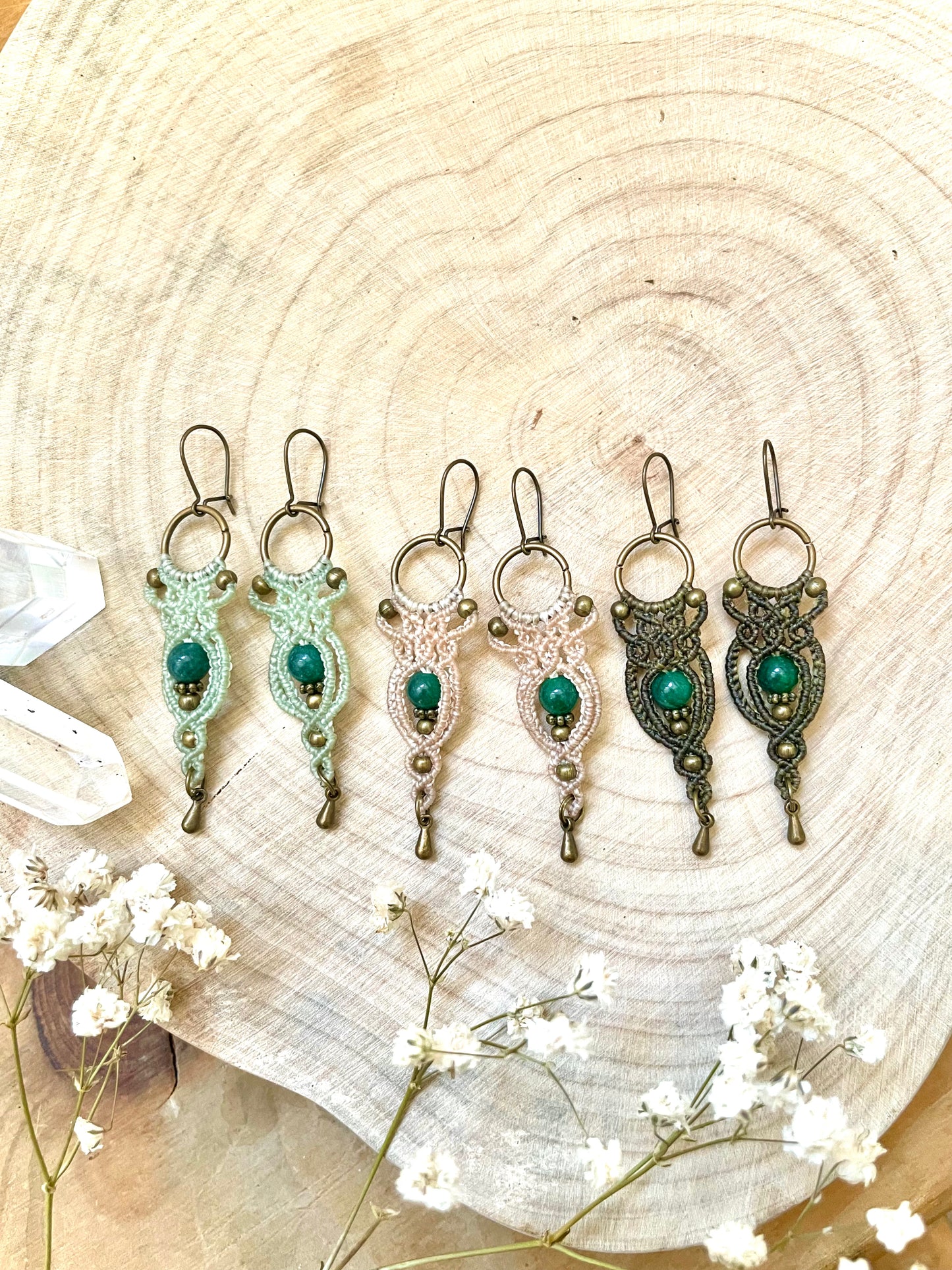 Pendientes de cuarzo verde