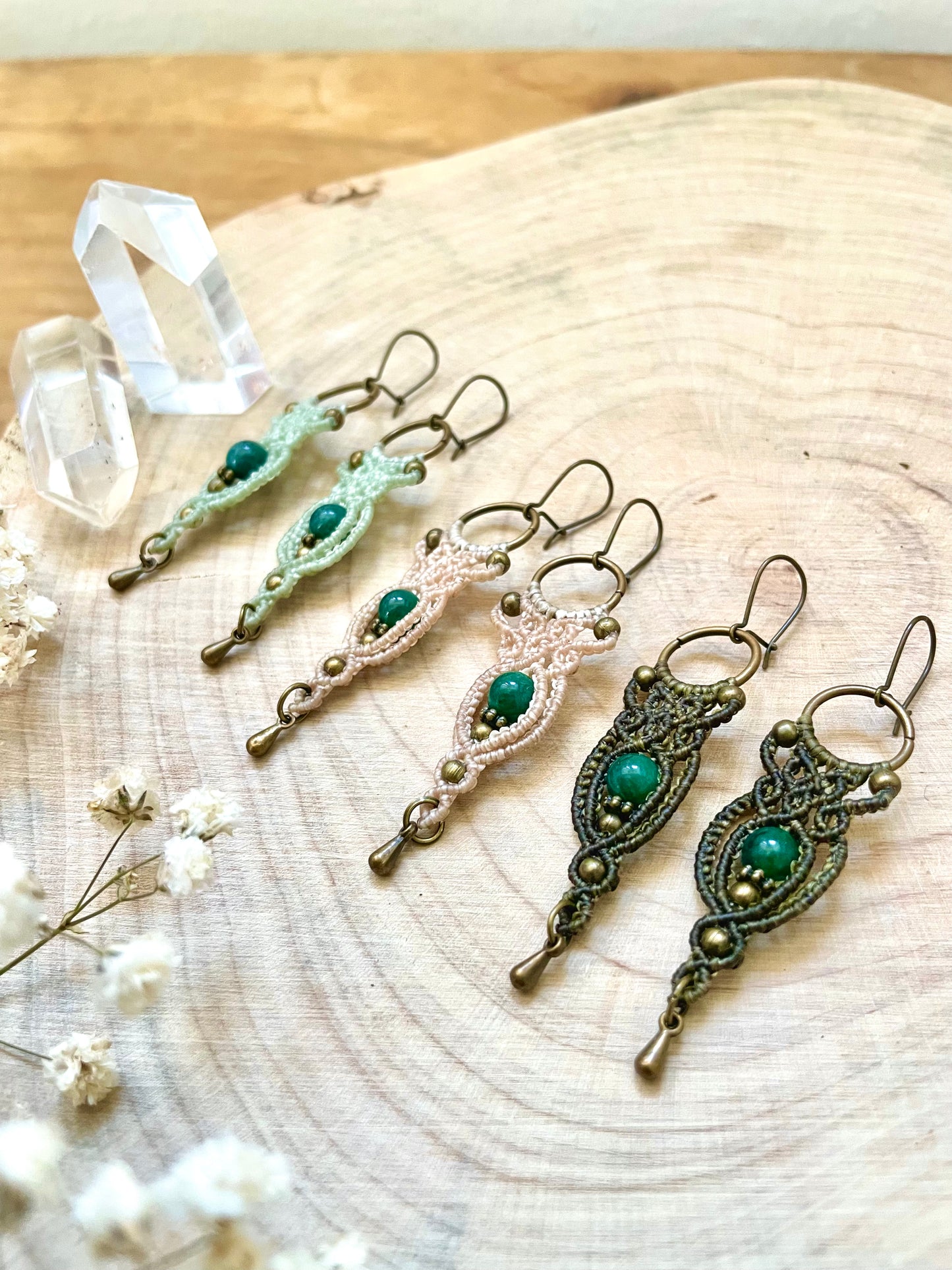 Pendientes de cuarzo verde
