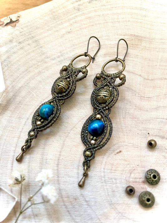 Pendientes con Ojo de Tigre Azul