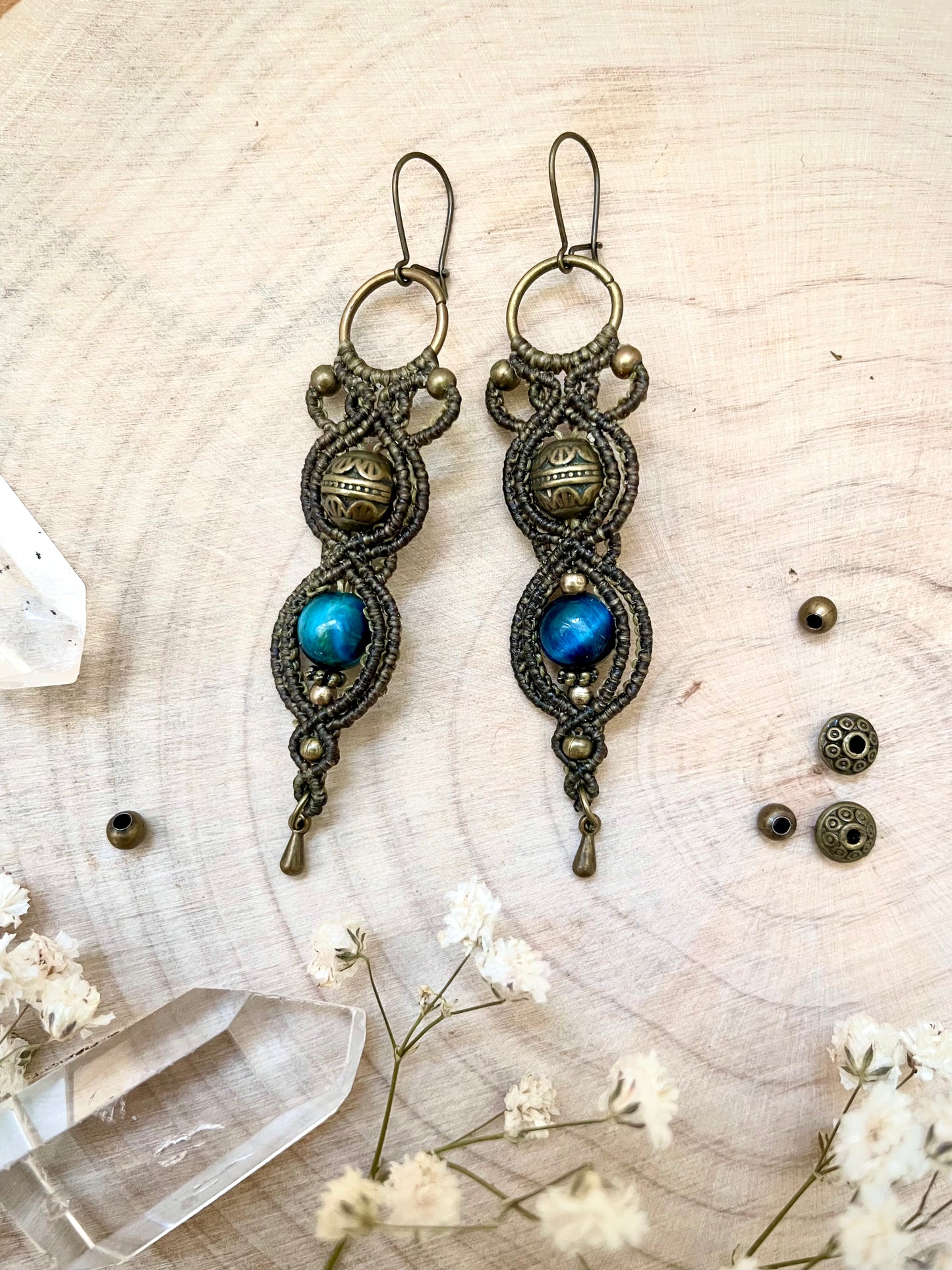 Pendientes con Ojo de Tigre Azul