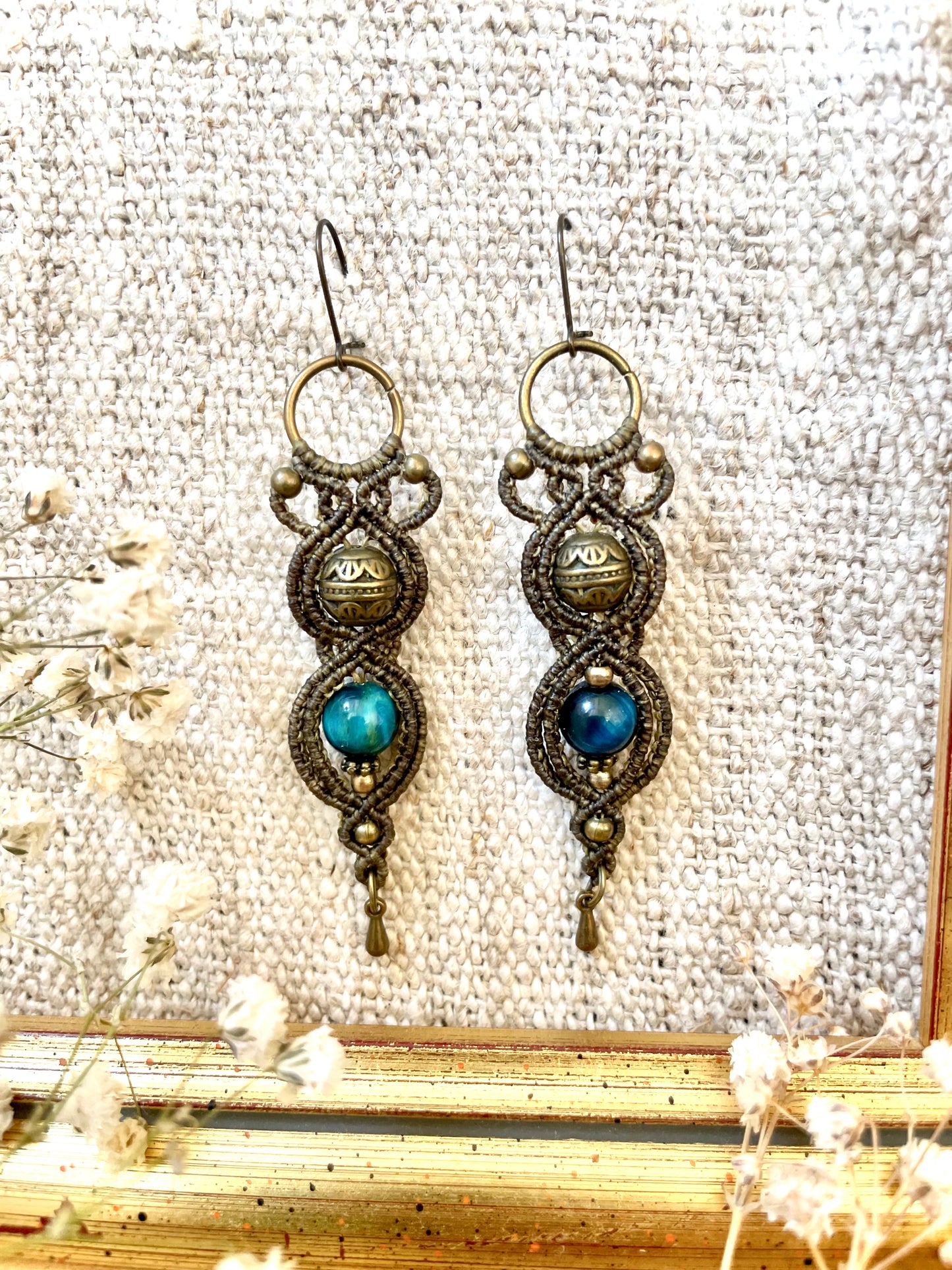 Pendientes con Ojo de Tigre Azul