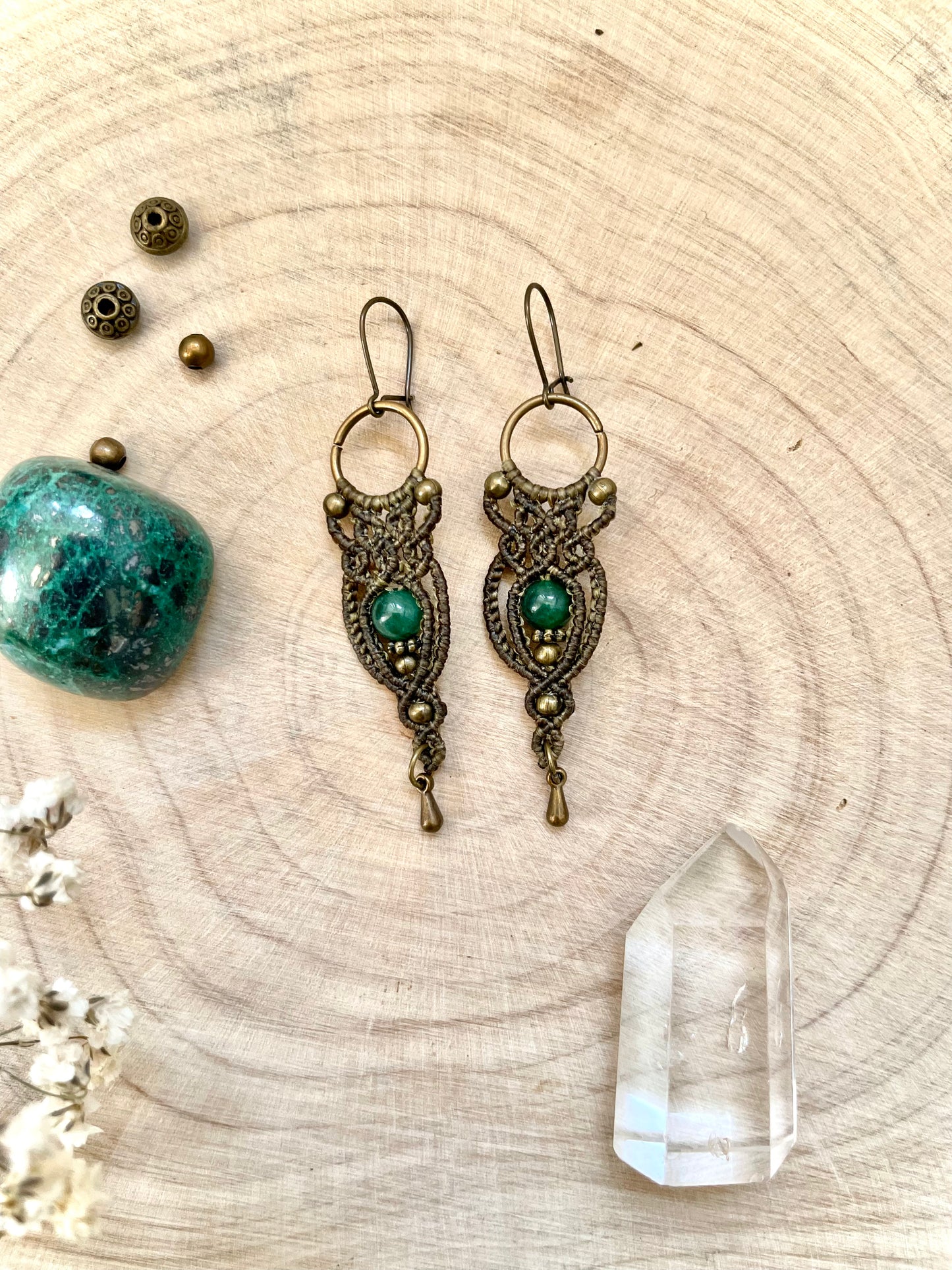 Pendientes de cuarzo verde
