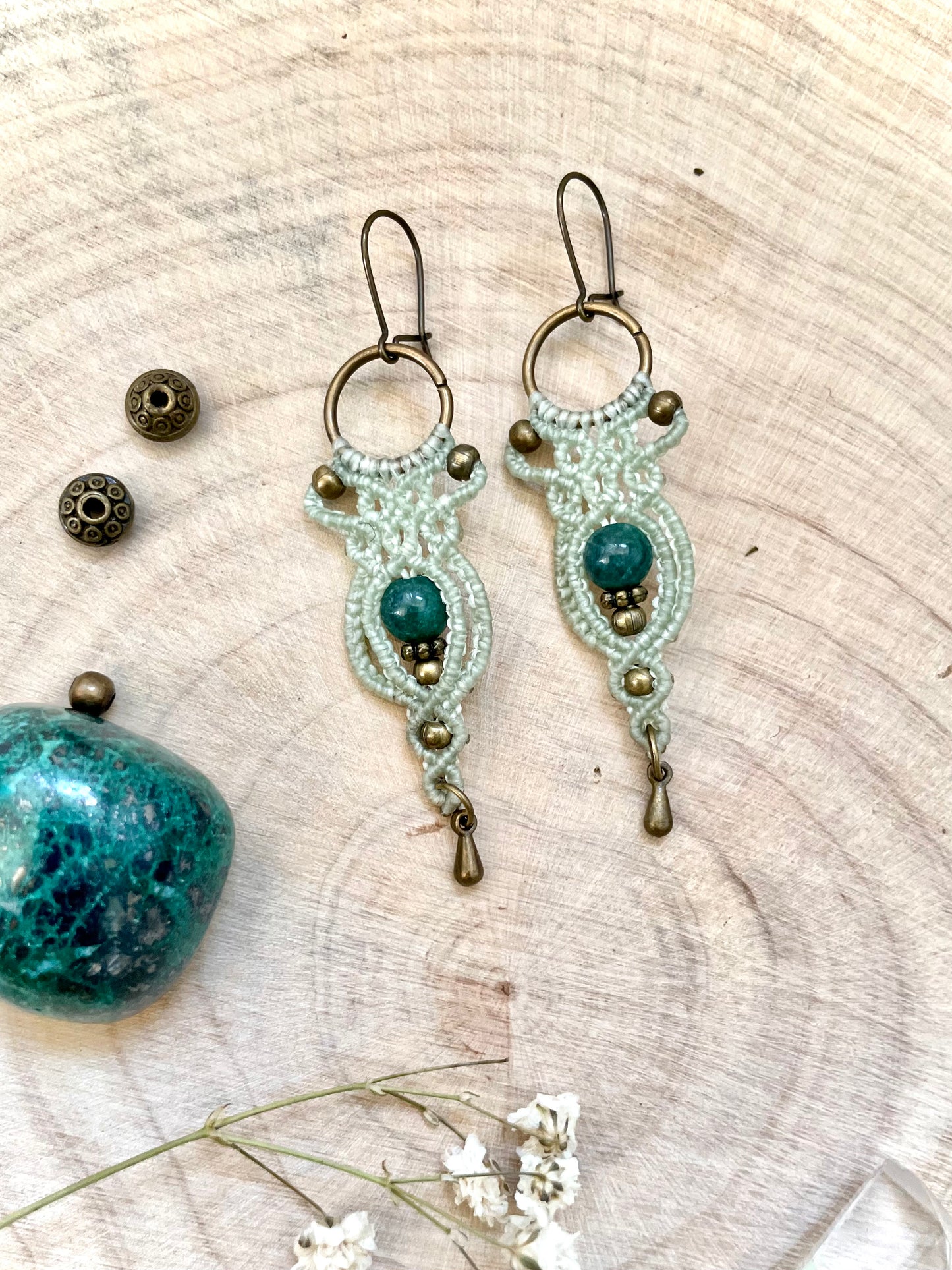 Pendientes de cuarzo verde