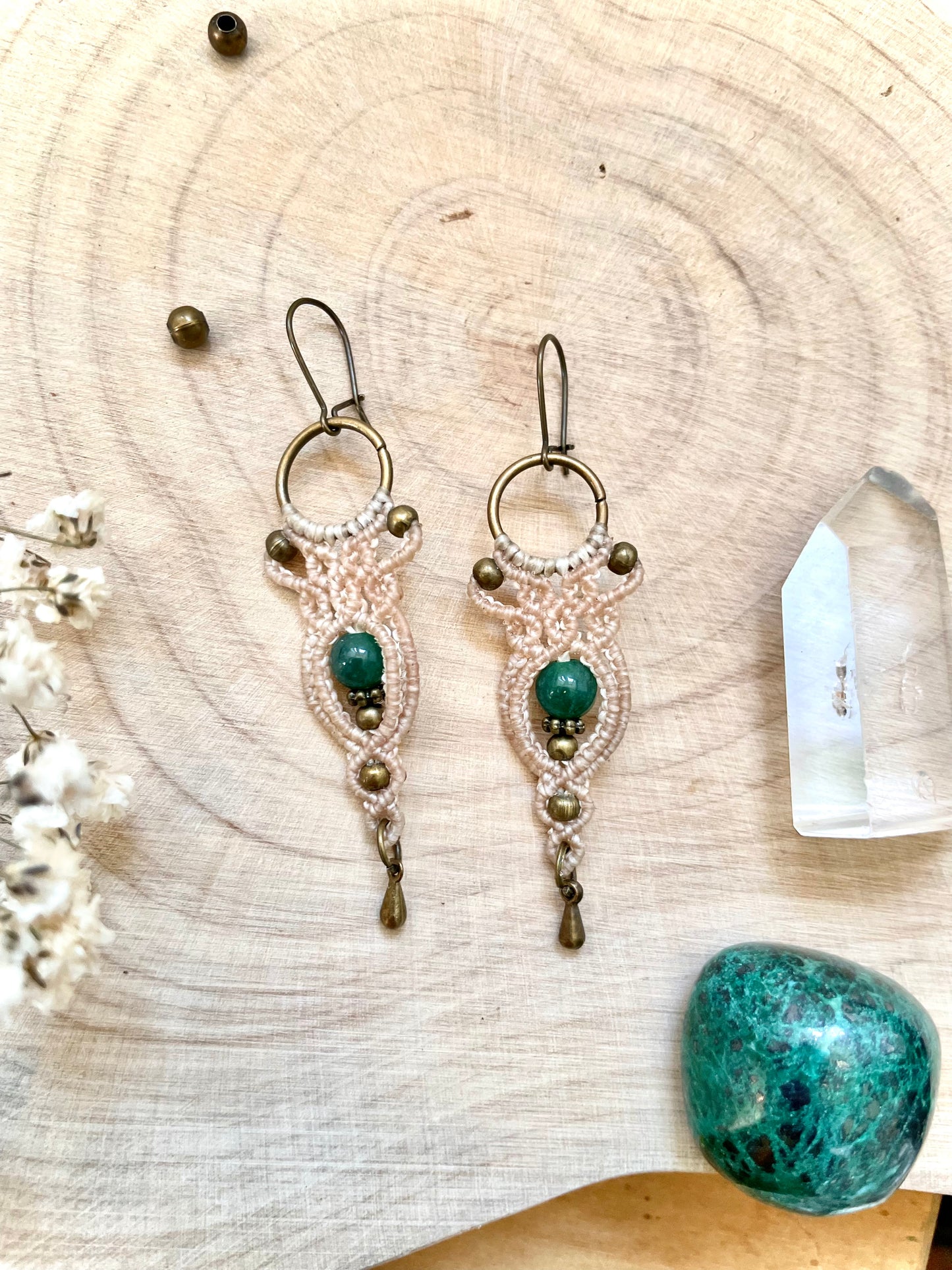 Pendientes de cuarzo verde