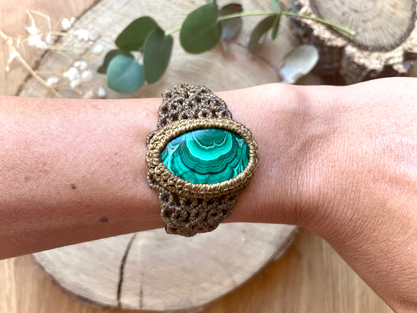 Brazalete con malaquita